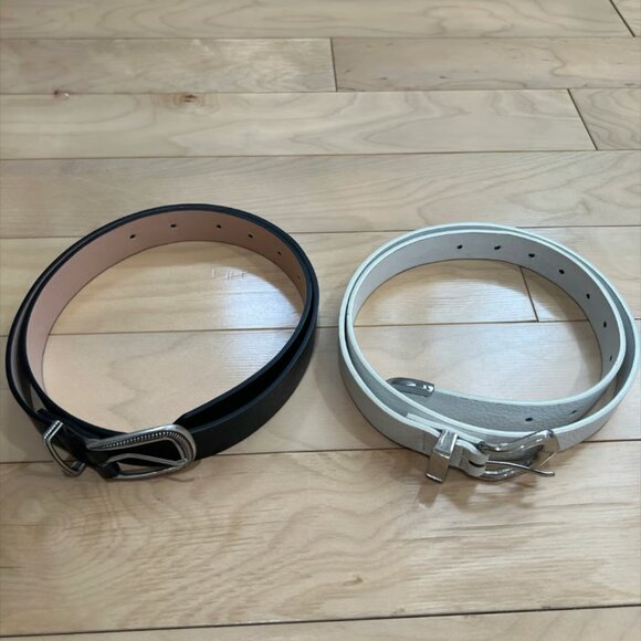 Silver buckle women’s b&w belt bundle - Picture 1 of 8